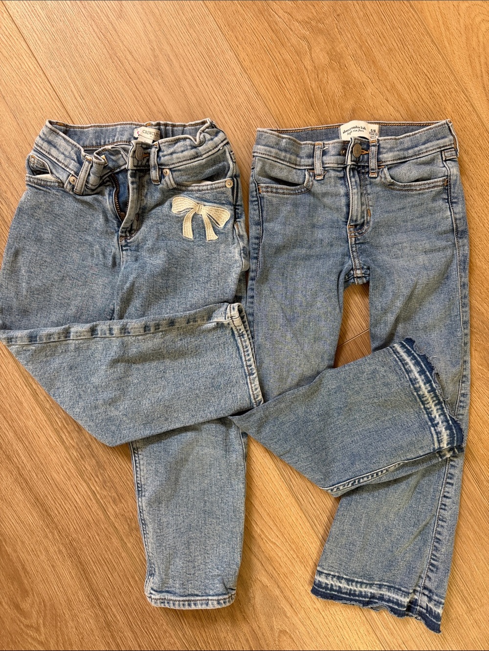 Light Blue Girls' Jeans with Bow Accent - Brand: J CREW & Abercrombie Kids